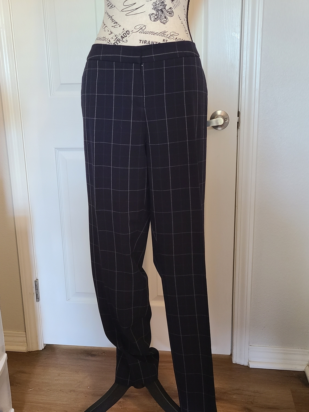 Amanda & Chelsea Navy Windowpane Plaid Dress Pants